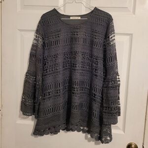 Indigo soul open laced top‎